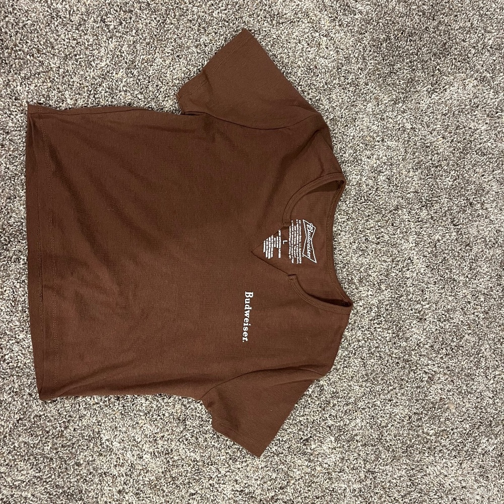 Budweiser Brown Crop Top with White Logo